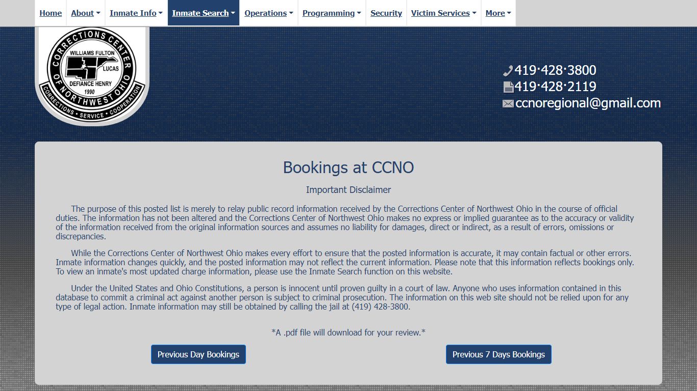 Bookings at CCNO - CCNO